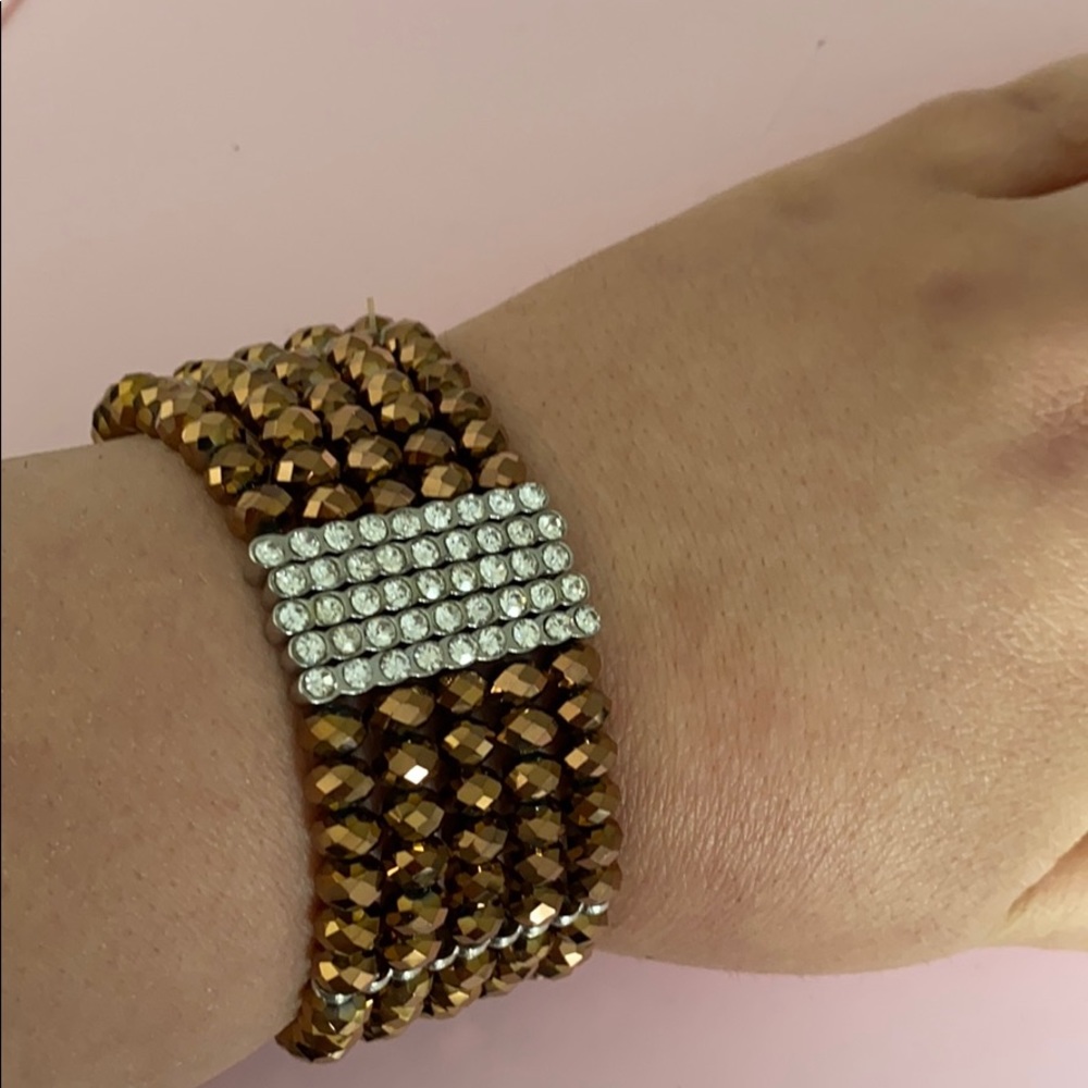 Brown/bronze beaded shiny brace